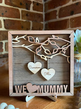 Load image into Gallery viewer, Personalised Hanging Hearts sign for 1 to 3 names