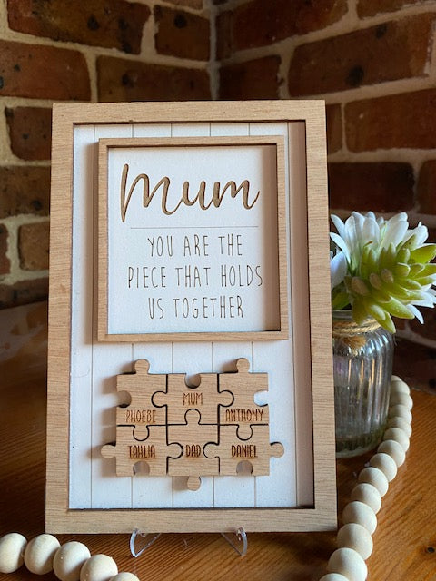 Mum jigsaw puzzle sign