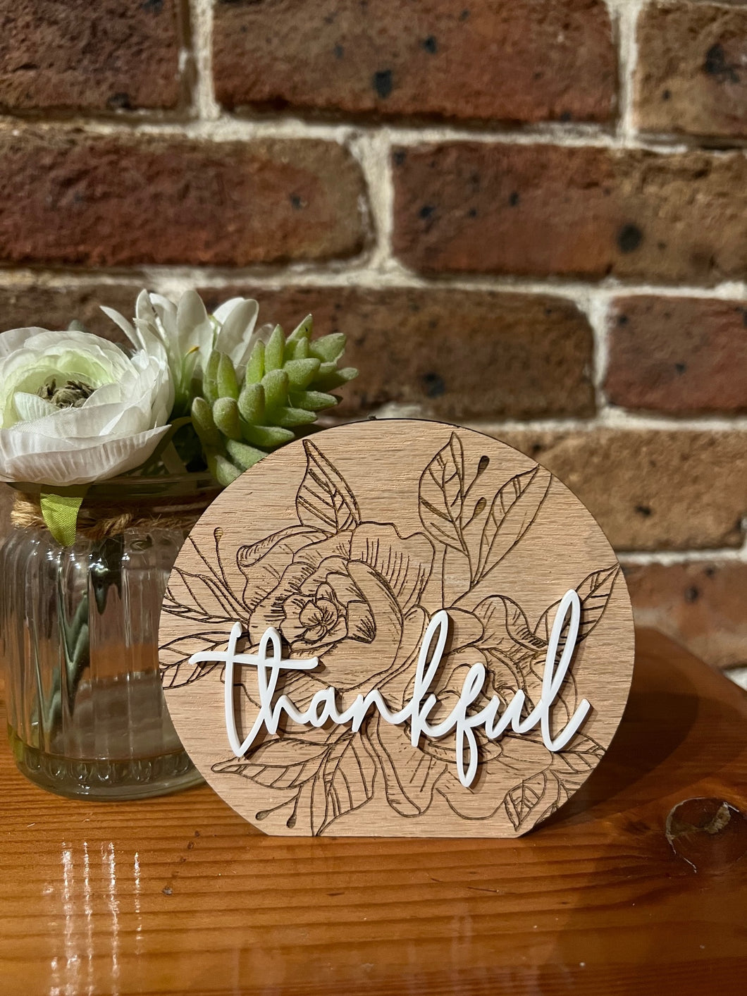 Floral thankful sign